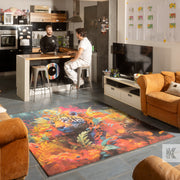 Jet-Print Light - Very colourful and detailed mat in a busy room setting where two men are having a discussion