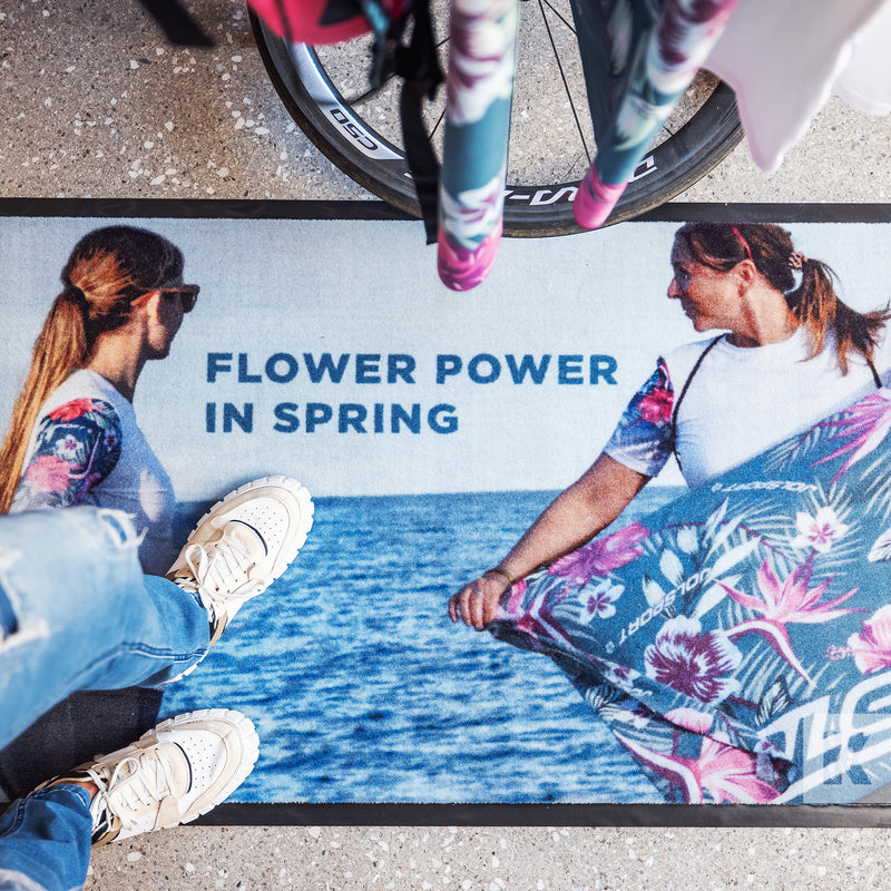 Jet-Print Patio - Top down view of an in-store advertising mat