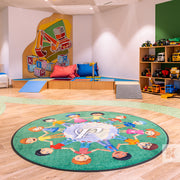 Jet-Print Vision - Circular mat in a school for young children with toys in the background
