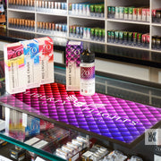 Counter Mat - Colourful design of Liberty Flights vaping brand on a printed mat