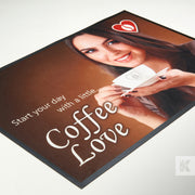 Counter Mat - Coffee Love branded mat on a white background