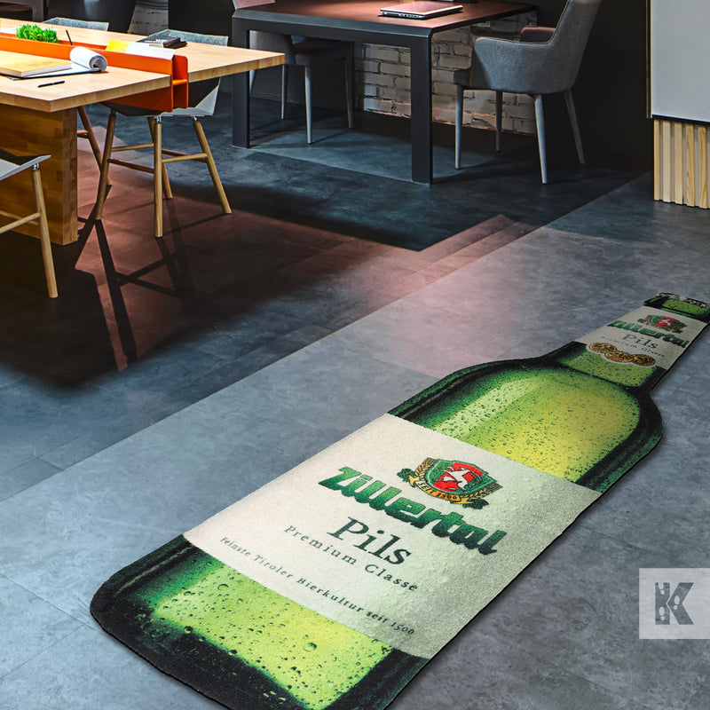 Jet-Print Event - Bottle shaped mat to promote Zillertal Pils beer brand