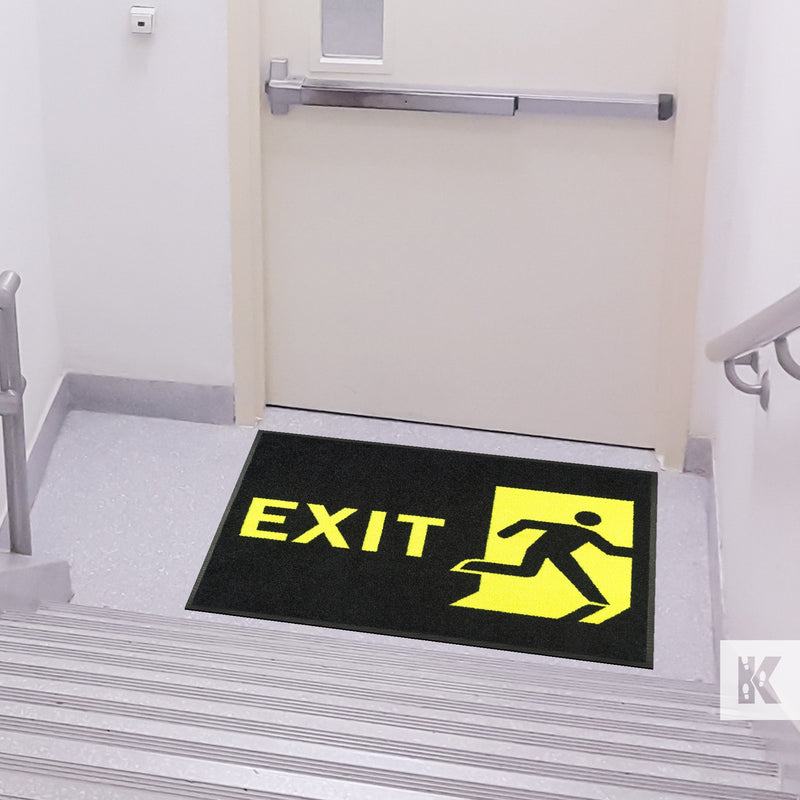 Jet-Print Hi-Vis - Exit hi-vis printed safety message in front of a fire door