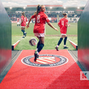 Jet-Print Outdoor - Ladies football team coming out of the tunnel across the vibrant branded outdoor mat