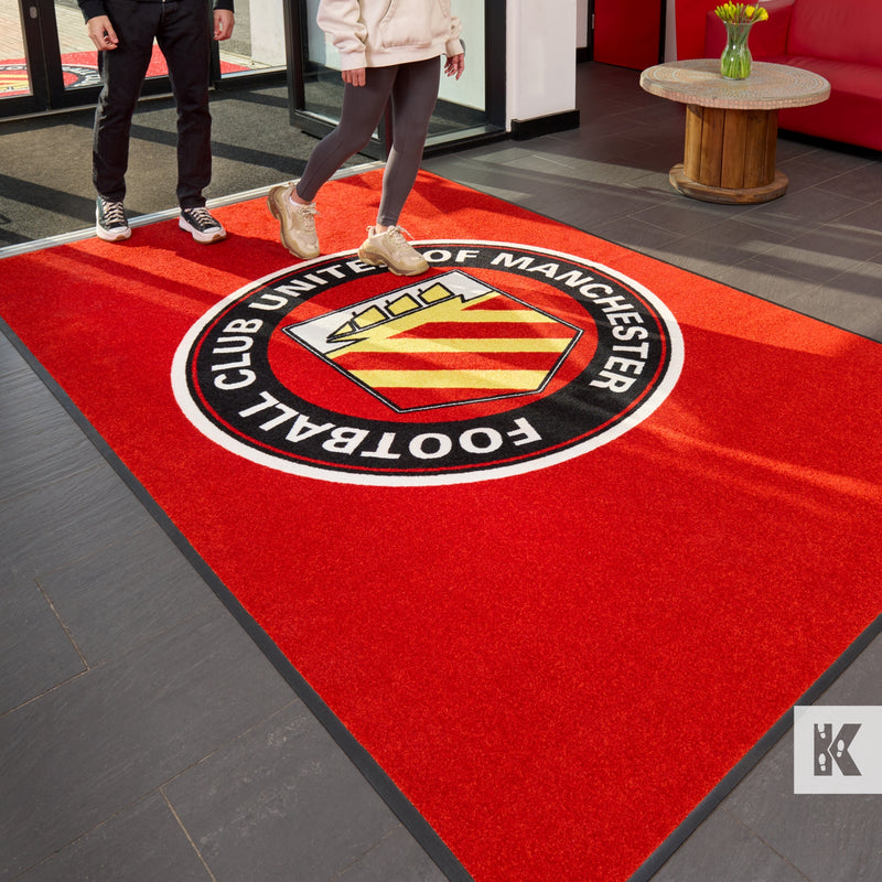 Jet-Print Plus - Big red reception mat with football branding