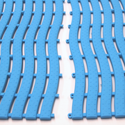 Blue poolside mat close up of connecting detail