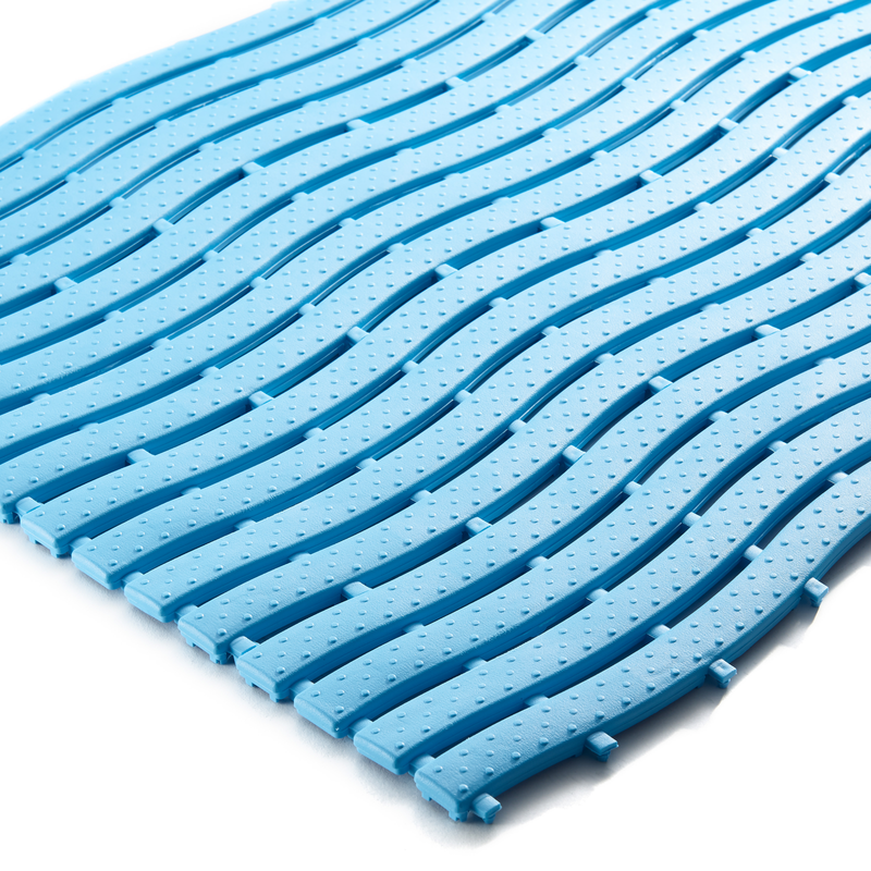 Pale blue matting for poolside